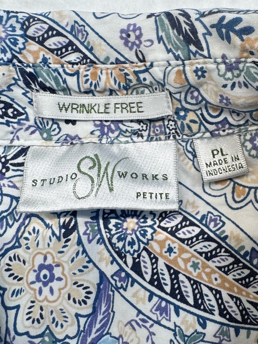 Studio Works Petite Paisley Wrinkle Free Button Up Shirt - Picture 7 of 8